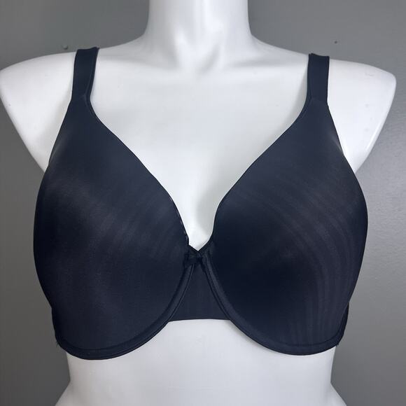 Parfait Bra US Size 38H Lined Molded Cups Black Shimmer Stripes Underwire - Picture 1 of 7